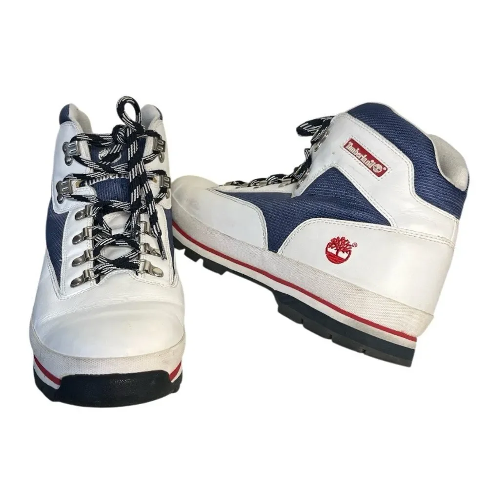 TIMBERLAND Euro Hiking Boots 90s Y2K 56019 White Navy Mens Size 13 VINTAGE